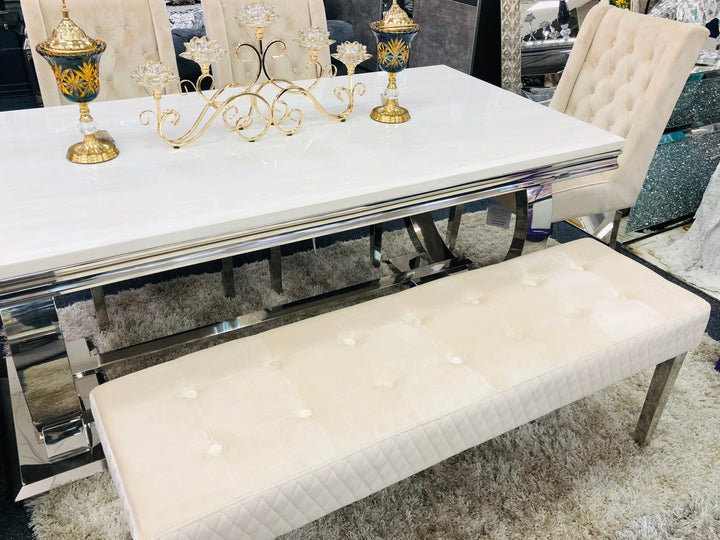 Majestic Mink Quilted Plush Velvet 140cm Bench - Belmont Interiors