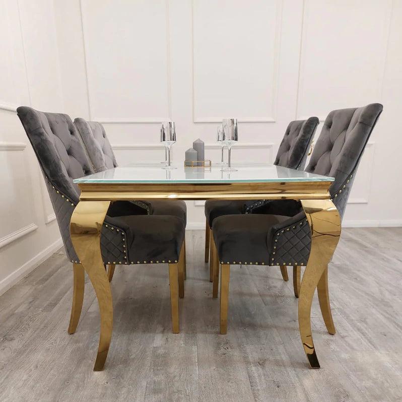 Louis 160cm Marble & GOLD Dining Table - 4 Colours - Belmont Interiors