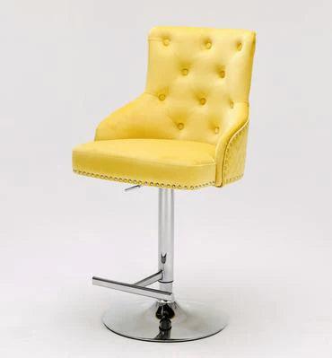 Majestic Mustard Brushed Velvet Bar Stool With Lion Knocker - Belmont Interiors