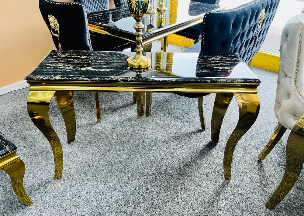 Louis Black/Gold Marble 120cm Console Table - Belmont Interiors