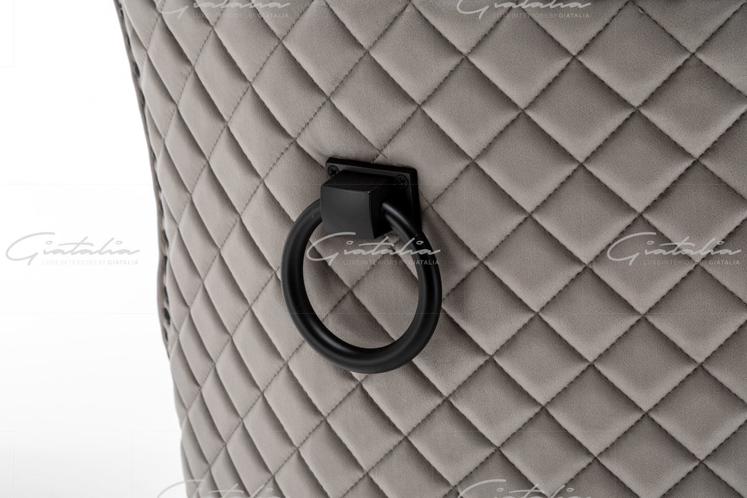Cambridge Light Grey French Plush Velvet Quilted Back Ring Dining Chair - Belmont Interiors