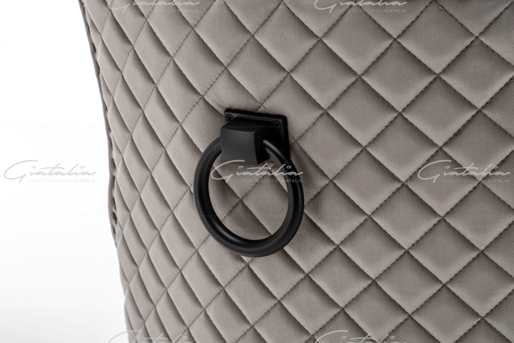 Cambridge Light Grey French Plush Velvet Quilted Back Ring Dining Chair - Belmont Interiors