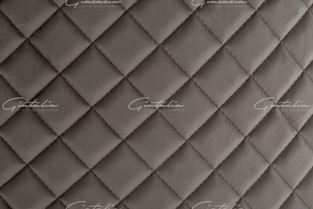 Cambridge Light Grey French Plush Velvet Quilted Back Ring Dining Chair - Belmont Interiors