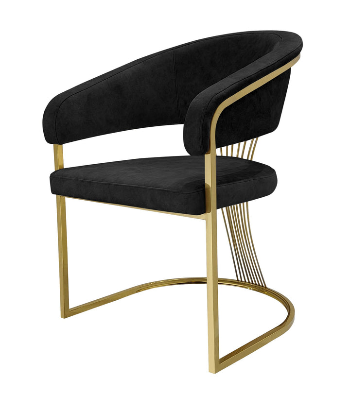 Porto Black and Gold Leathaire Fabric Dining Chair - Belmont Interiors