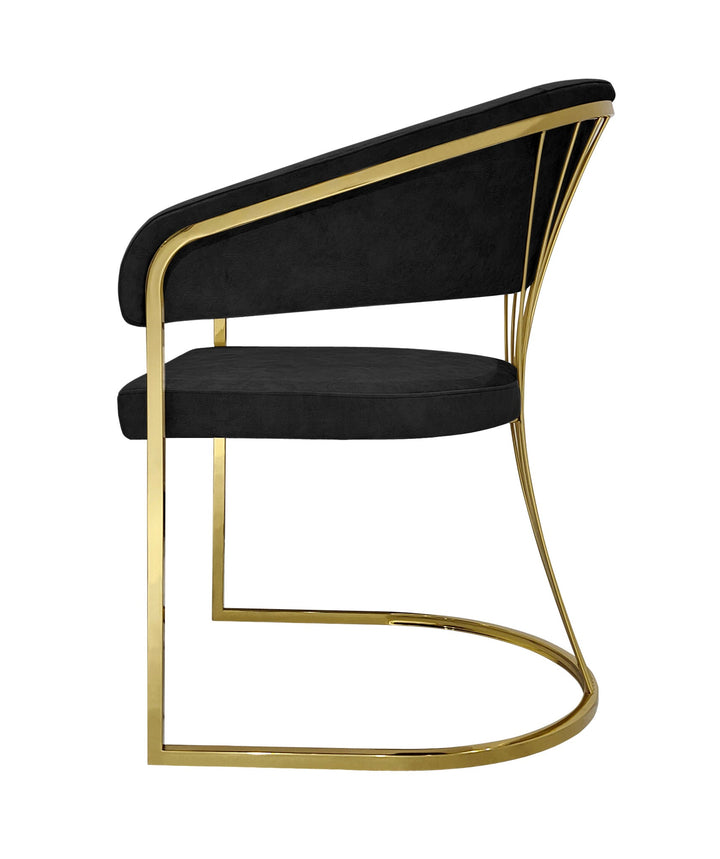 Porto Black and Gold Leathaire Fabric Dining Chair - Belmont Interiors