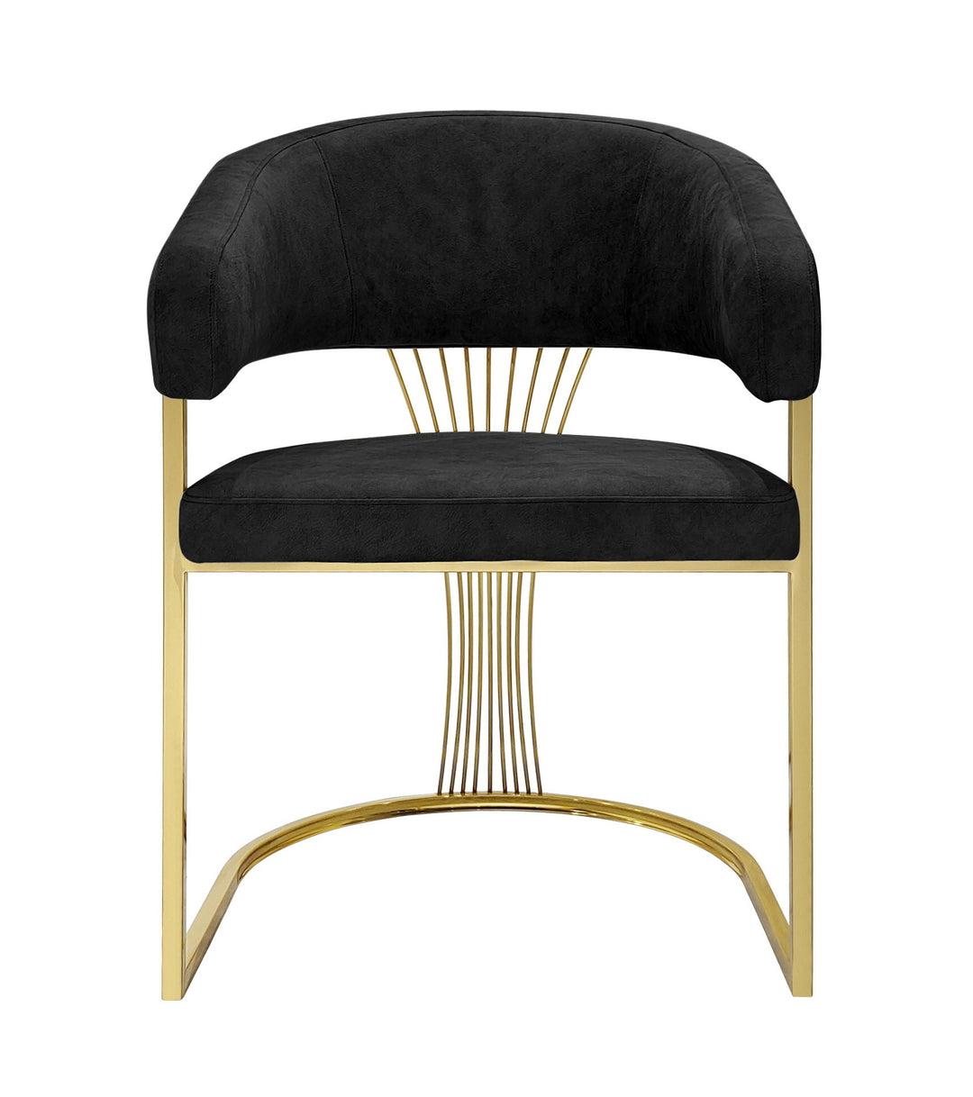 Porto Black and Gold Leathaire Fabric Dining Chair - Belmont Interiors
