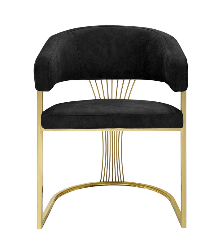 Porto Black and Gold Leathaire Fabric Dining Chair - Belmont Interiors