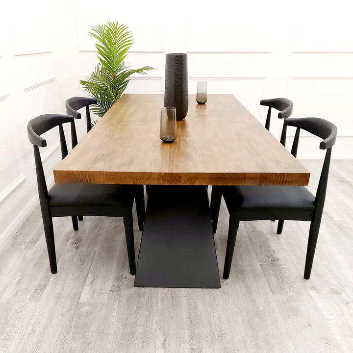 Axel 1.8m Dining Table Solid Wood Top with Matt Black Metal Legs - Belmont Interiors