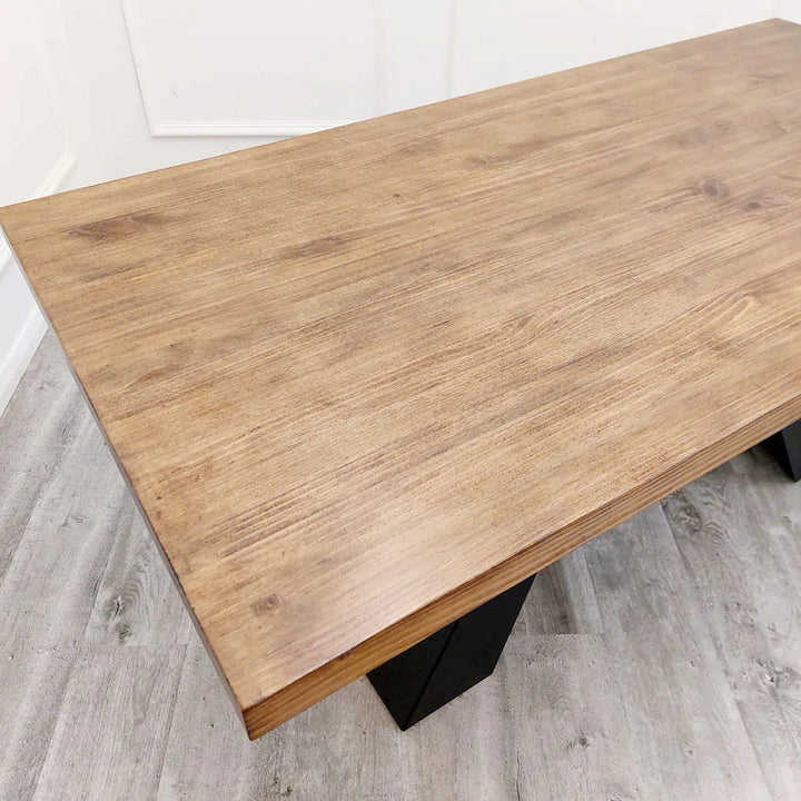 Axel 1.8m Dining Table Solid Wood Top with Matt Black Metal Legs - Belmont Interiors