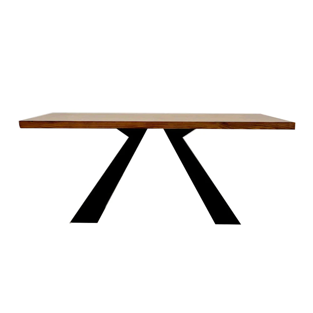 Axel 1.8m Dining Table Solid Wood Top with Matt Black Metal Legs - Belmont Interiors