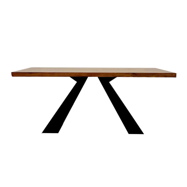Axel 1.8m Dining Table Solid Wood Top with Matt Black Metal Legs - Belmont Interiors