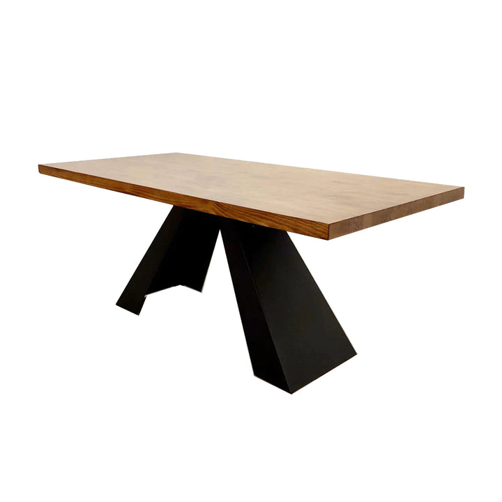 Axel 1.8m Dining Table Solid Wood Top with Matt Black Metal Legs - Belmont Interiors