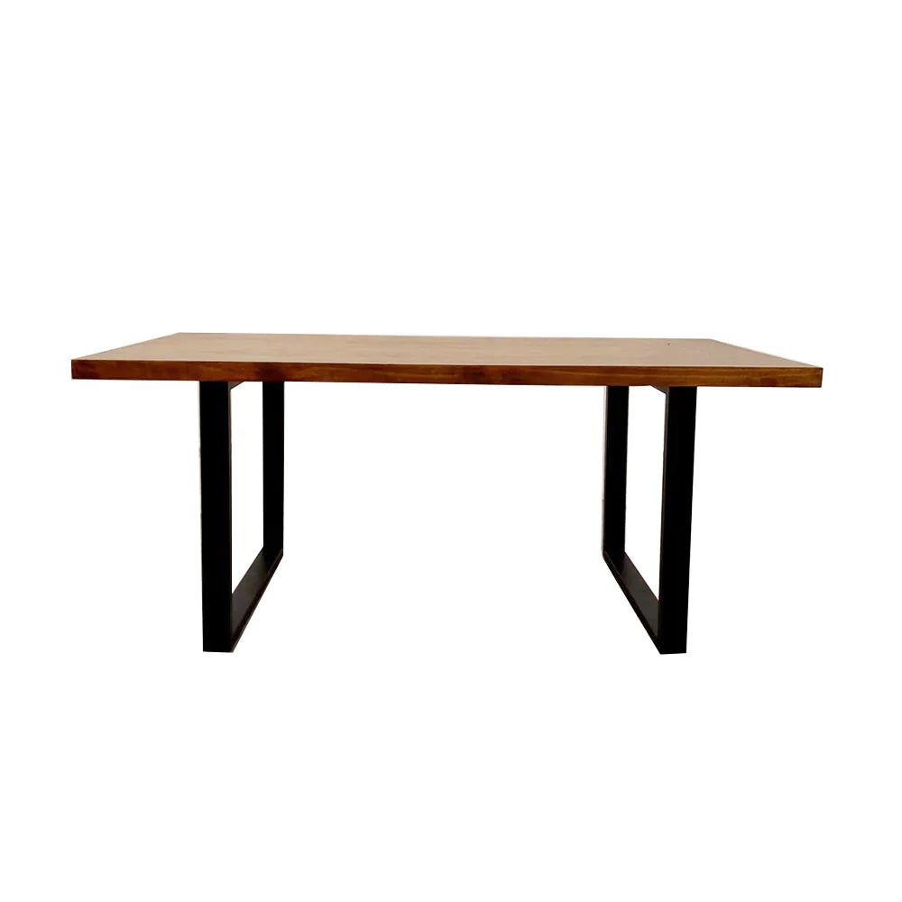 New York 1.8m Dining Table Solid Dark Pine wood with Matt Black Metal Legs - Belmont Interiors