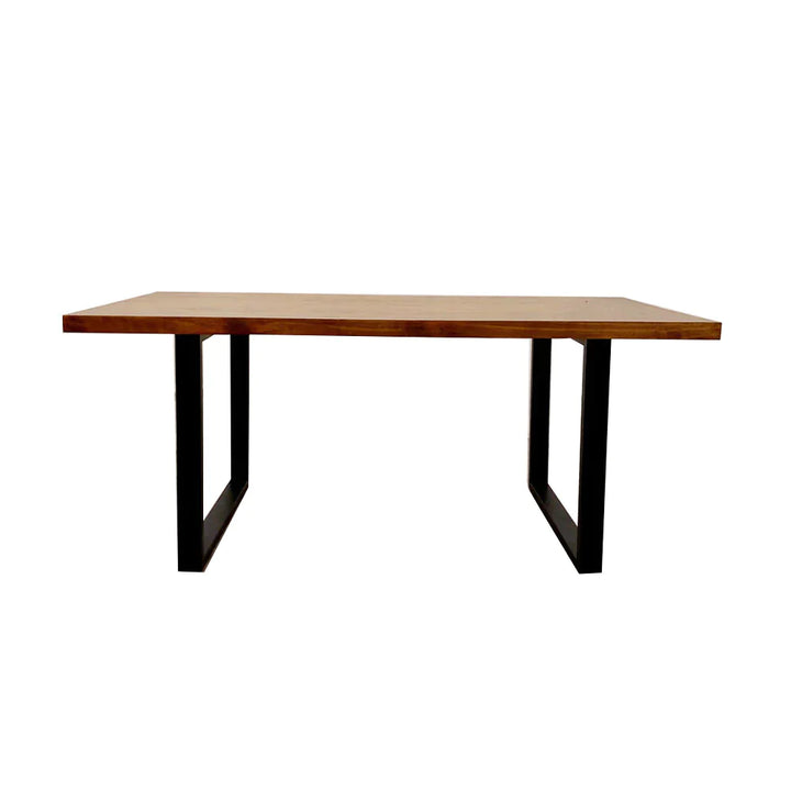 New York 1.8m Dining Table Solid Dark Pine wood with Matt Black Metal Legs - Belmont Interiors