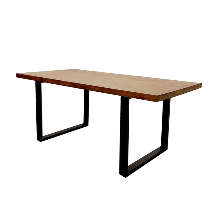 New York 1.8m Dining Table Solid Dark Pine wood with Matt Black Metal Legs - Belmont Interiors