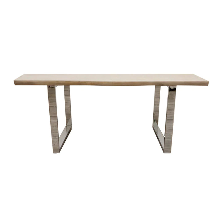 New York 1.8m Dining Table Solid Light Pine wood with Chrome Metal Legs - Belmont Interiors
