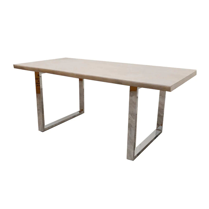 New York 1.8m Dining Table Solid Light Pine wood with Chrome Metal Legs - Belmont Interiors