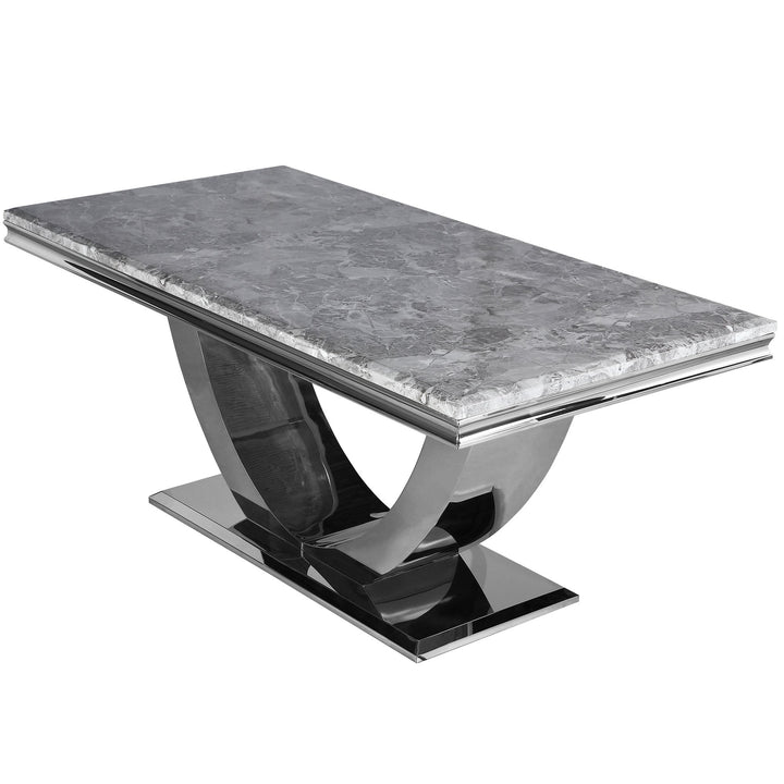 Arial 200cm Marble & Chrome Dining Table - 3 Colours - Belmont Interiors