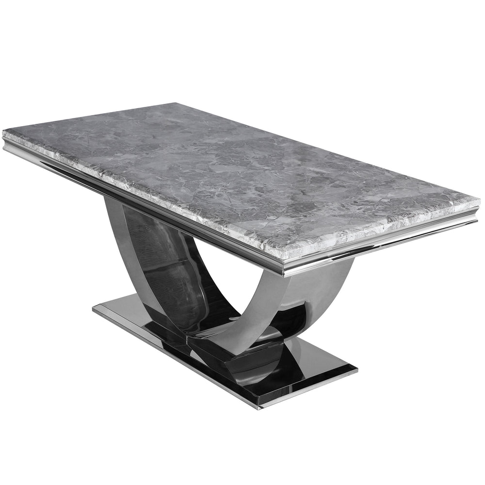 Arial 150cm Marble & Chrome Dining Table - 3 Colours - Belmont Interiors