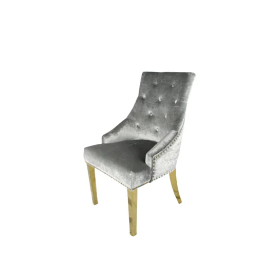 Mayfair 180CM Gold Marble Dining Table With Gold Lion Knocker Quilted Dining Chairs - Belmont Interiors