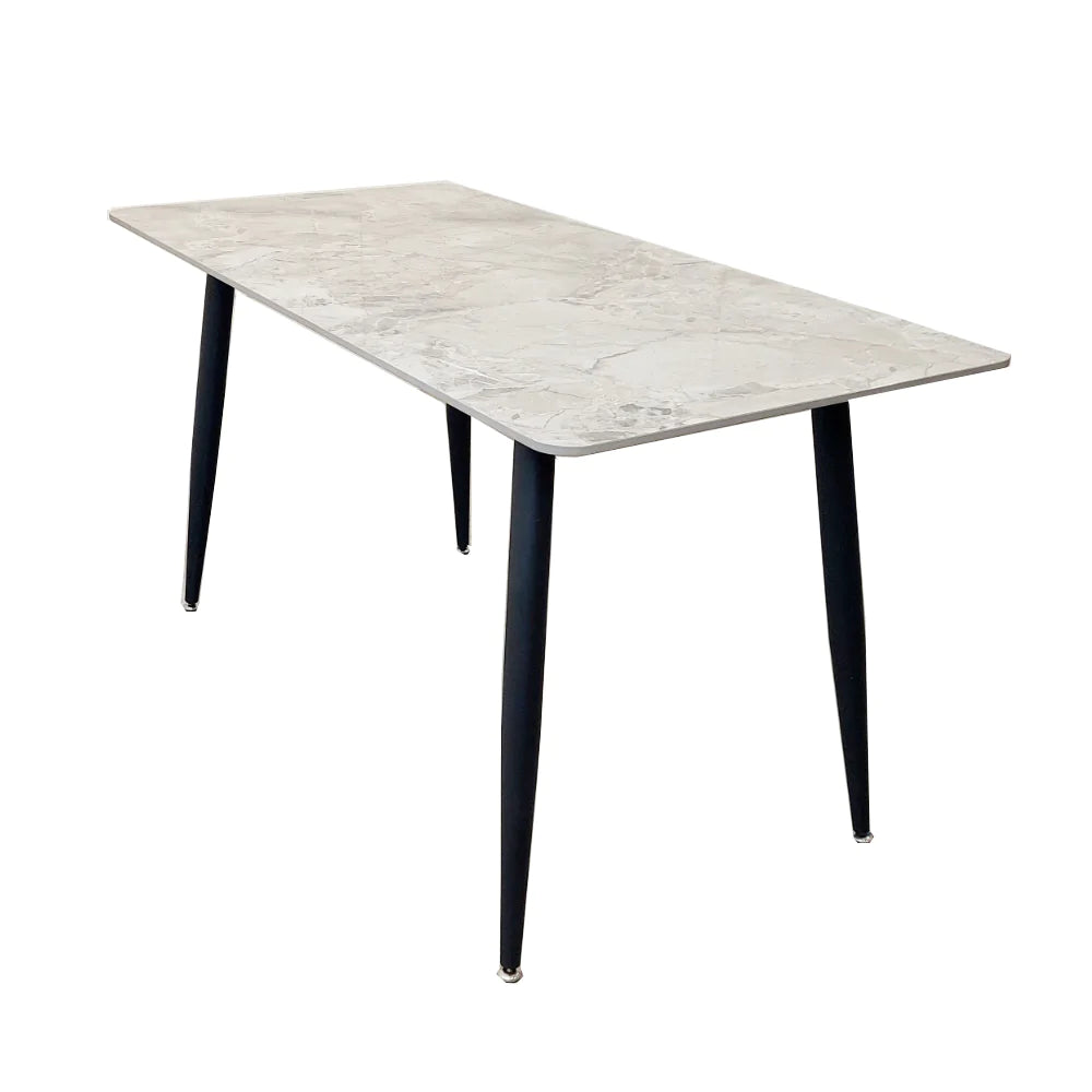 Titus 140cm Black Dining Table with Sintered Ceramic Stone Top + Dido Black Velvet Dining Chairs - Belmont Interiors