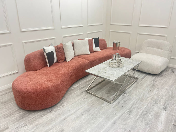 The Wave Large Blush Pink Boucle Premium Sofa - Belmont Interiors