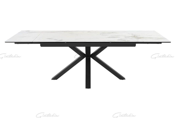 Phoenix 120-180cm White Ceramic Marble Extending Table - Belmont Interiors