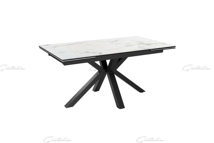 Phoenix 120-180cm White Ceramic Marble Extending Table - Belmont Interiors