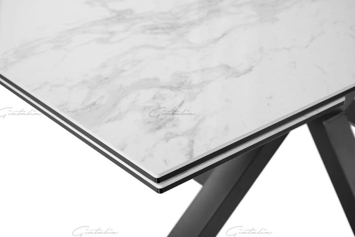 Phoenix 120-180cm White Ceramic Marble Extending Table - Belmont Interiors