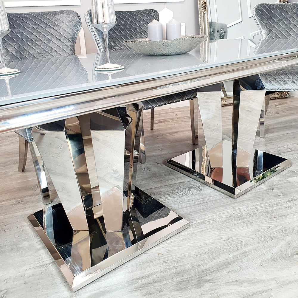 Aruturo 180cm Marble Dining Table + Knightsbridge Plush Velvet Dining Chairs - Belmont Interiors