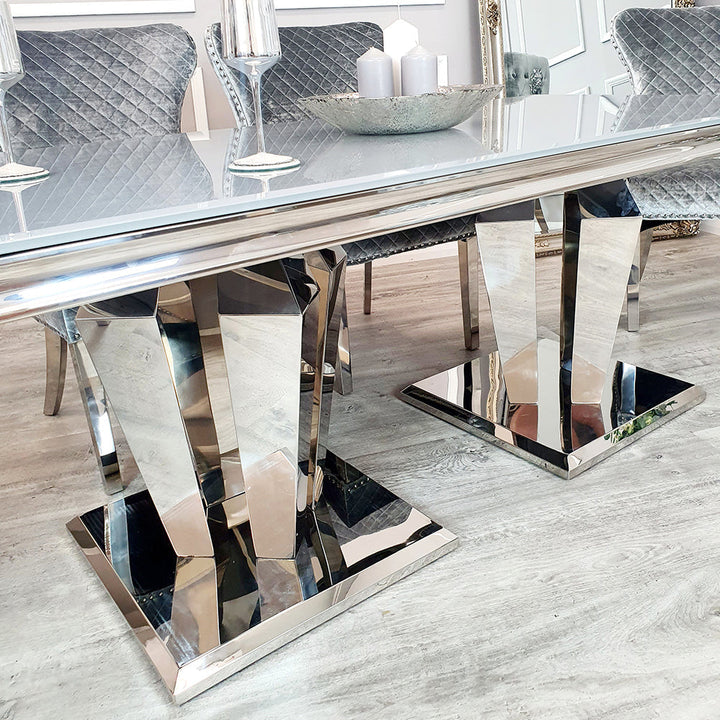 Aruturo 180cm Marble Dining Table + Knightsbridge Plush Velvet Dining Chairs - Belmont Interiors