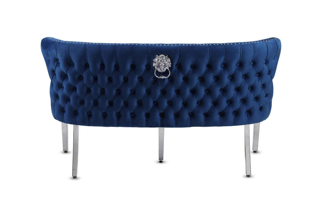Valentino Lion Knocker Quilted Tufted Plush Velvet 150cm Dining Bench - 5 Colours - Belmont Interiors