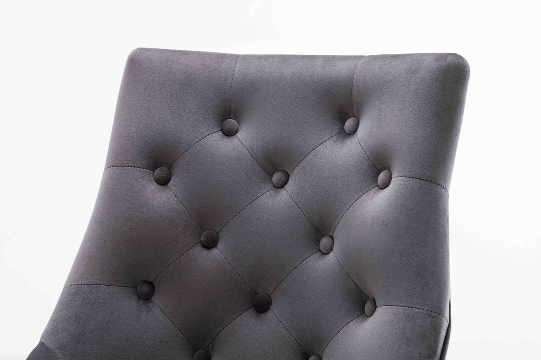 Louis 120cm Grey Marble Dining Table + Knightsbridge Dark Grey Knocker Plush Velvet Chairs - Belmont Interiors
