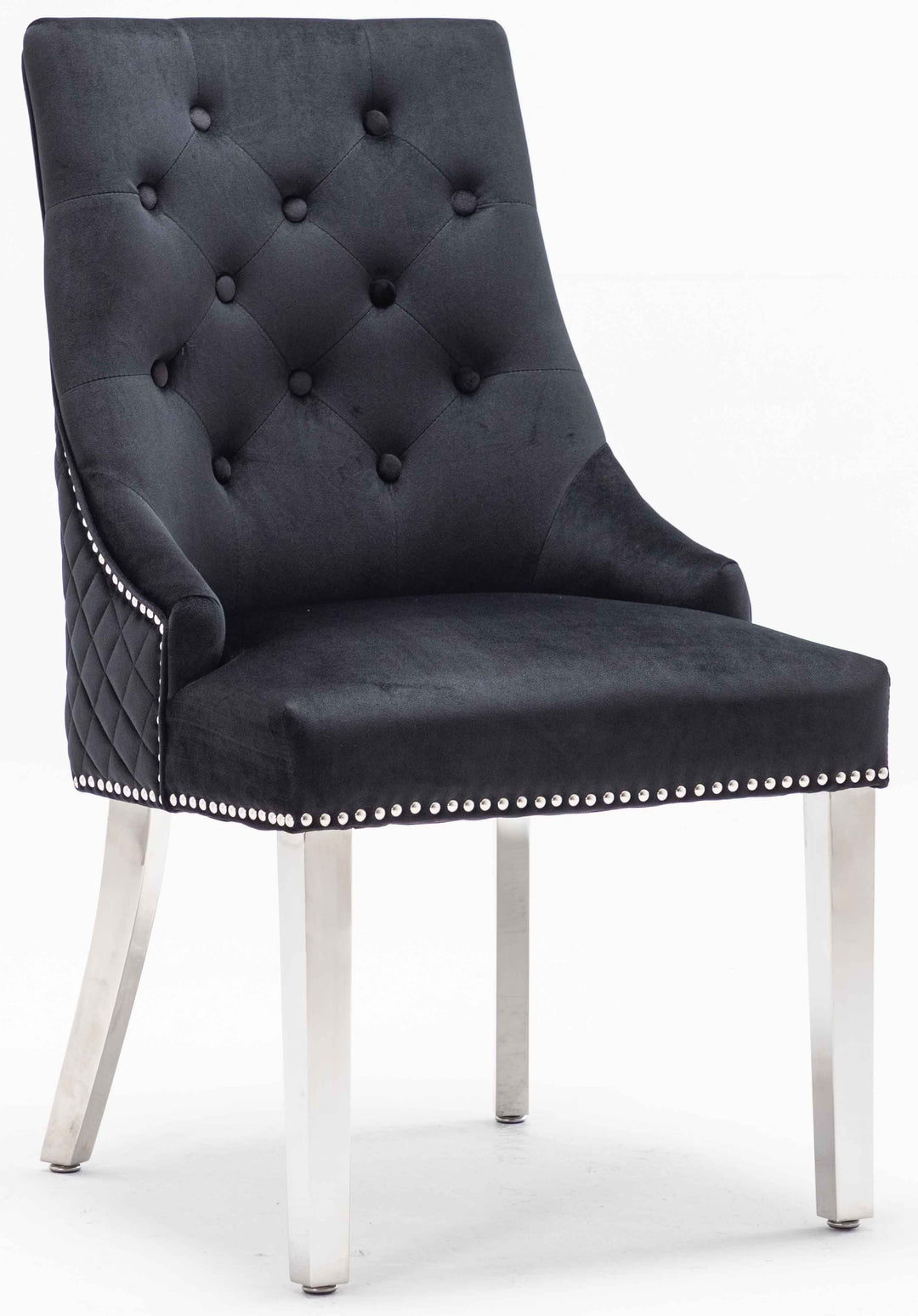 Louis 160cm Black Marble Dining Table + Black Lion Knocker Plush Velvet Chairs - Belmont Interiors