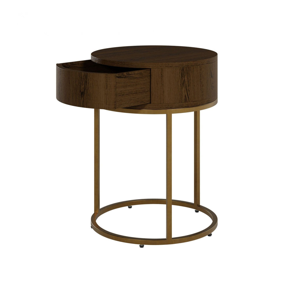 DI Designs Hampton Round Wooden Bedside - Brown - Belmont Interiors