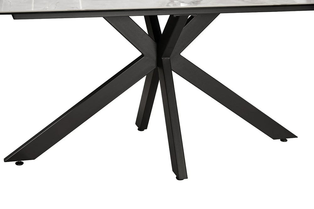 Nova 180cm Grey/Gold Ceramic Marble Dining Table - Belmont Interiors
