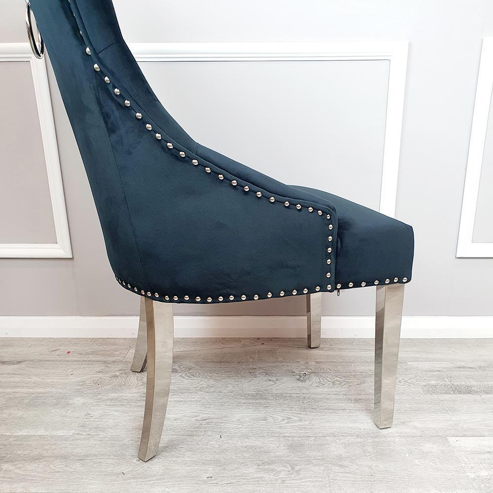 Louis 160cm Black Marble Dining Table + Belle Knocker Plush Velvet Chairs - Belmont Interiors