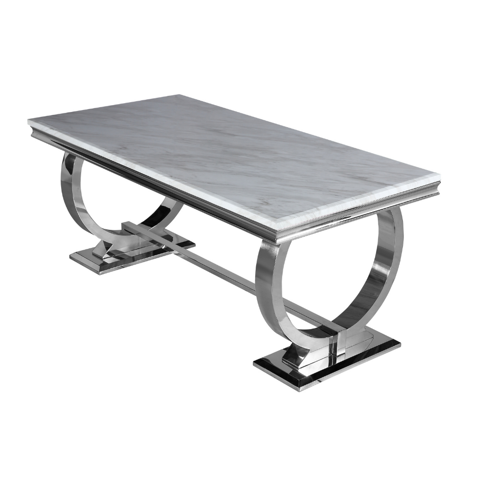 Arianna 200cm Marble & Chrome Dining Table - 4 Colours - Belmont Interiors