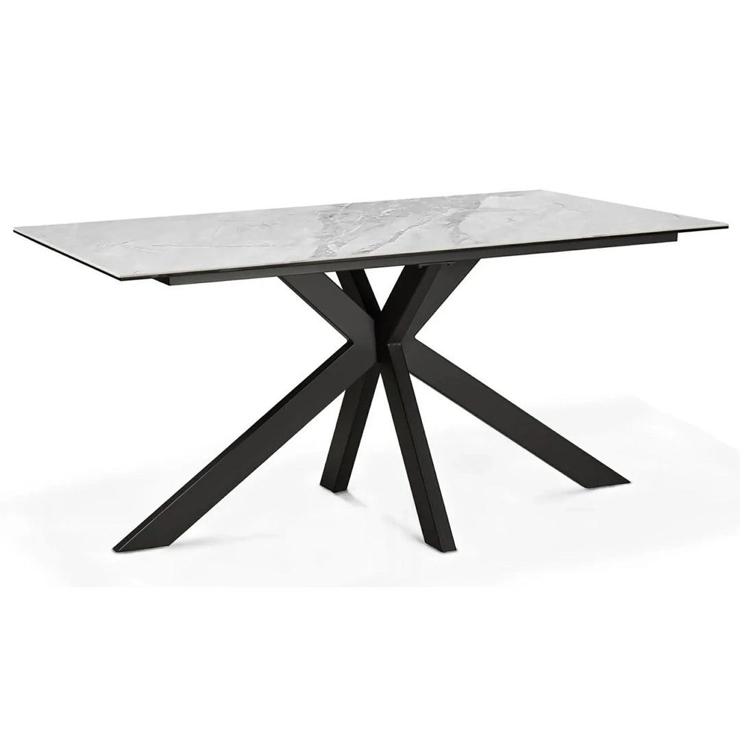 Nova 140cm Grey/Gold Ceramic Marble Dining Table - Belmont Interiors