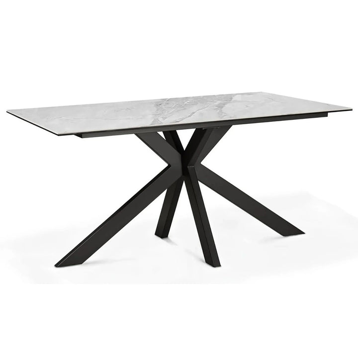 Nova 140cm Grey/Gold Ceramic Marble Dining Table - Belmont Interiors