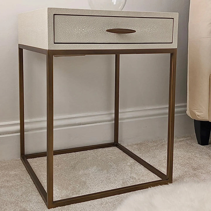 DI Designs Hampton Bedside - Ivory Shagreen - Belmont Interiors