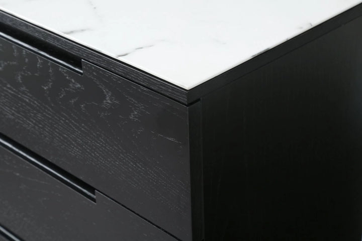 Twenty10 Designs Orchid Marble 3 Drawer Chest in Black - Belmont Interiors