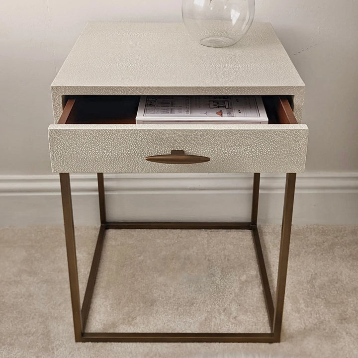 DI Designs Hampton Bedside - Ivory Shagreen - Belmont Interiors
