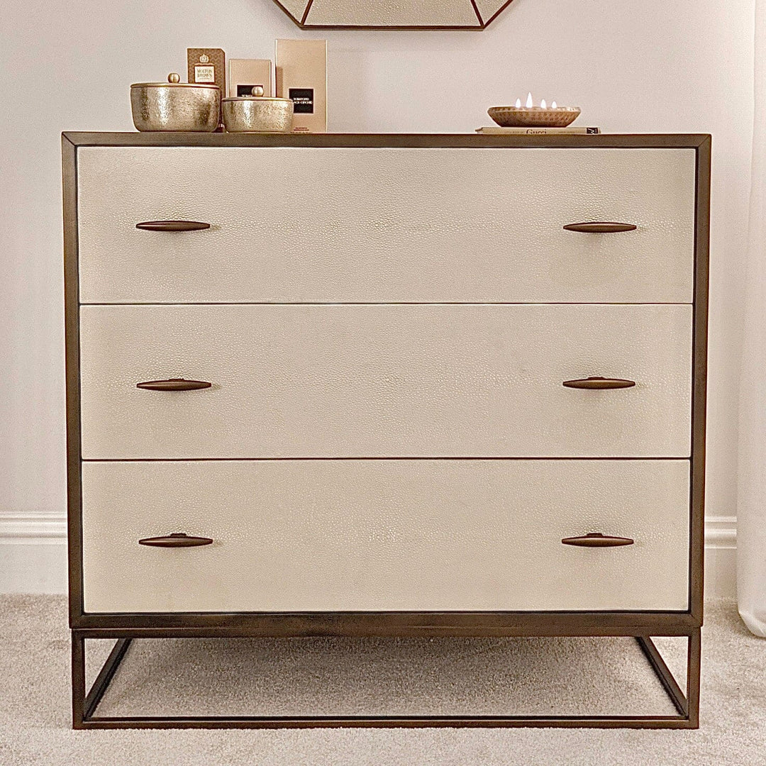 DI Designs Hampton Chest of Drawers - Ivory Shagreen - Belmont Interiors