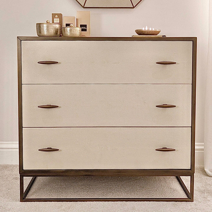 DI Designs Hampton Chest of Drawers - Ivory Shagreen - Belmont Interiors