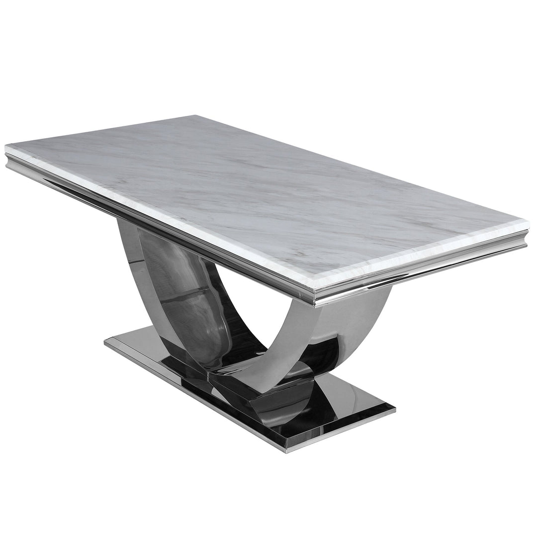 Arial 150cm Marble & Chrome Dining Table - 3 Colours - Belmont Interiors