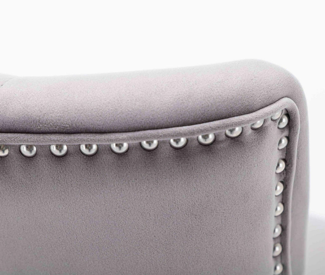Knightsbridge Light Grey French Velvet Ring Knocker Back Bar Stool - Belmont Interiors