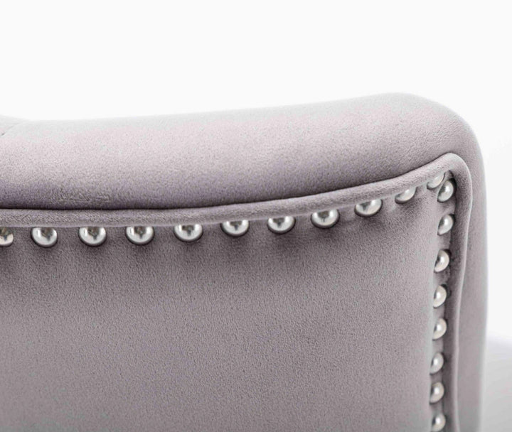Knightsbridge Light Grey French Velvet Ring Knocker Back Bar Stool - Belmont Interiors