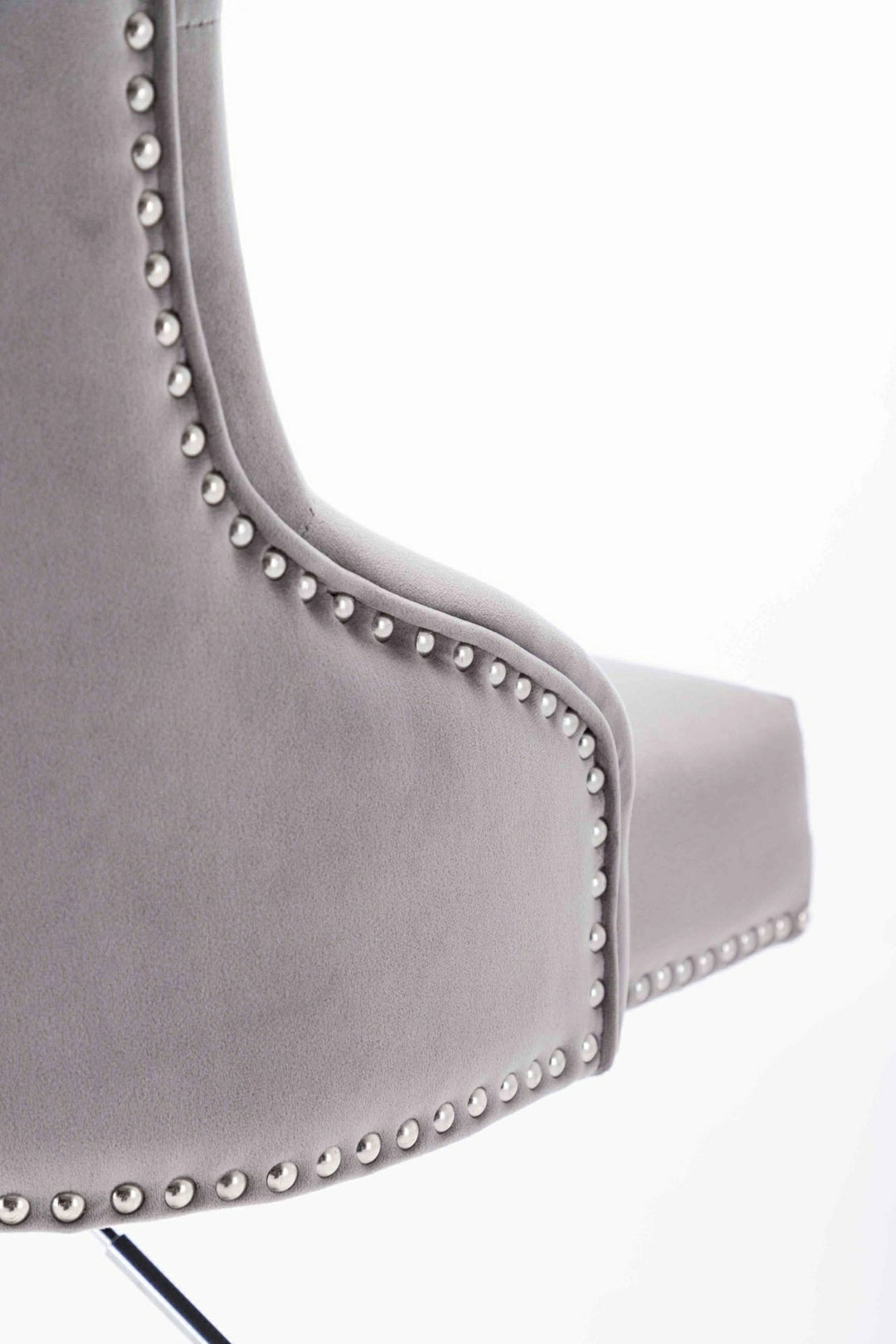 Knightsbridge Light Grey French Velvet Ring Knocker Back Bar Stool - Belmont Interiors
