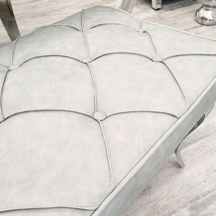Louis Valentino 140CM Light Grey PU Leather Bench - Belmont Interiors